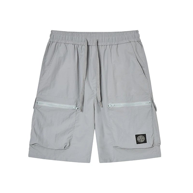 Stone Island Badge Street Style Light Grey Cargo Shorts