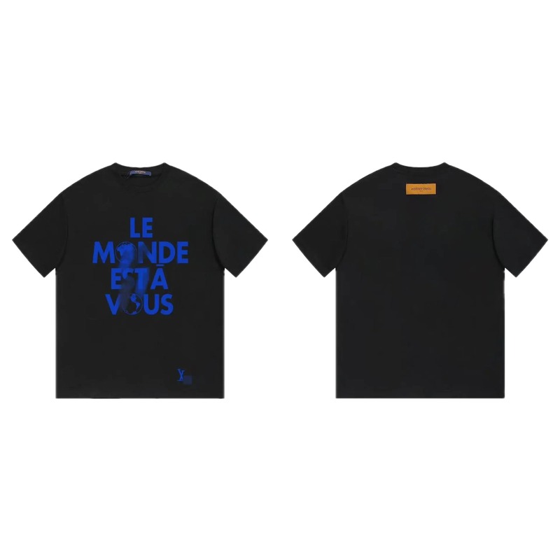 Louis Vuitton Letter Print Trendy Cool Black T-Shirt