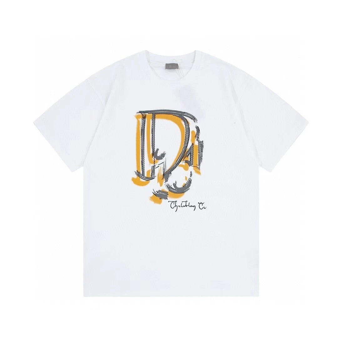 Dior Graffiti Print Casual Style White Short-sleeve T-shirt