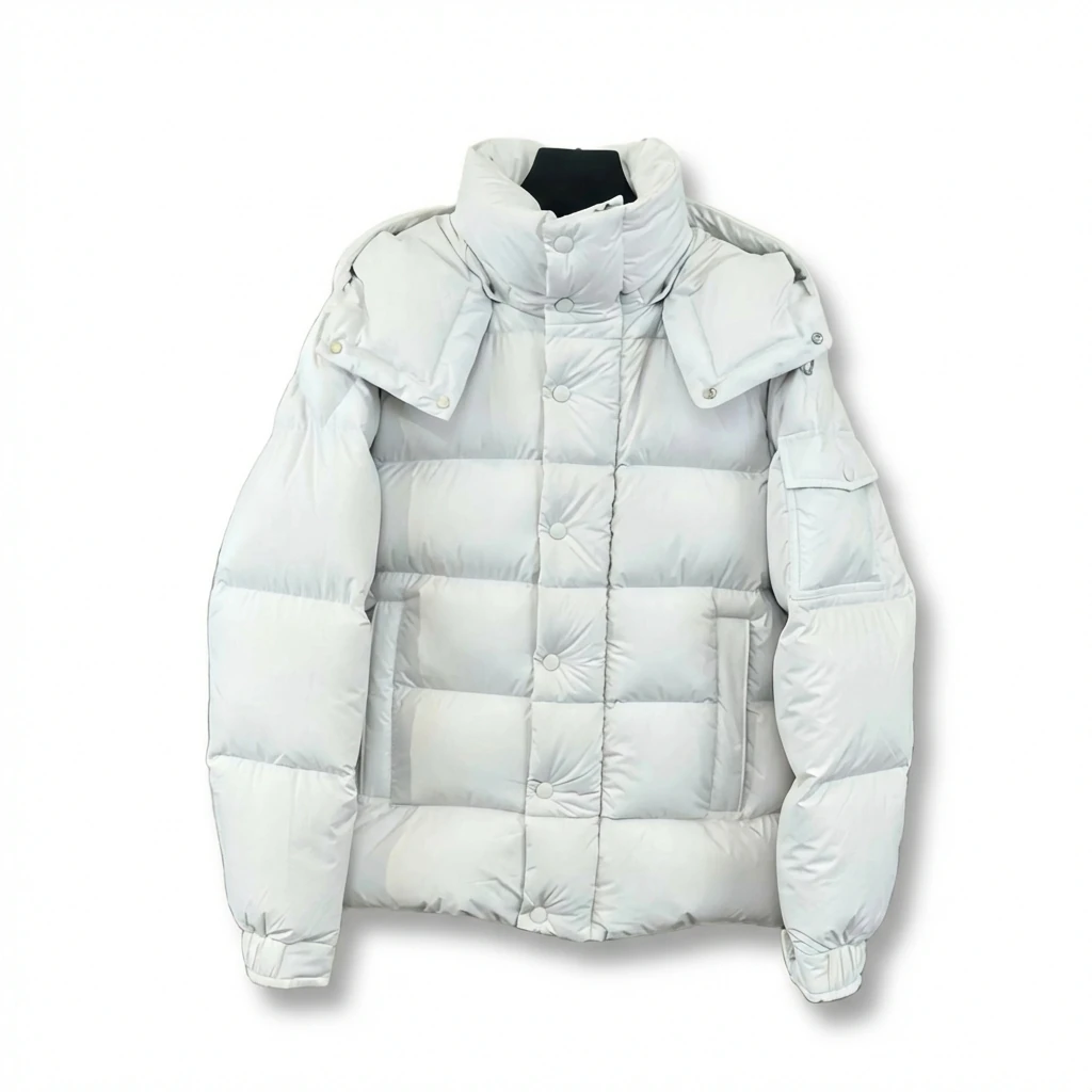 Moncler's classic white down jacket.