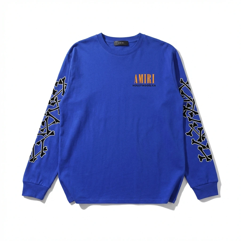 AMIRI Skull Print Trendy Blue Sweatshirt