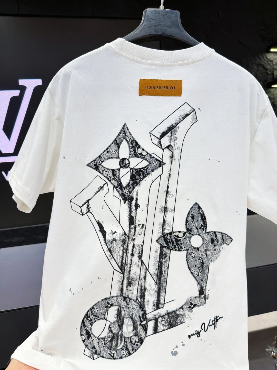 Louis Vuitton Monogram Graffiti Trendy Style White T-Shirt