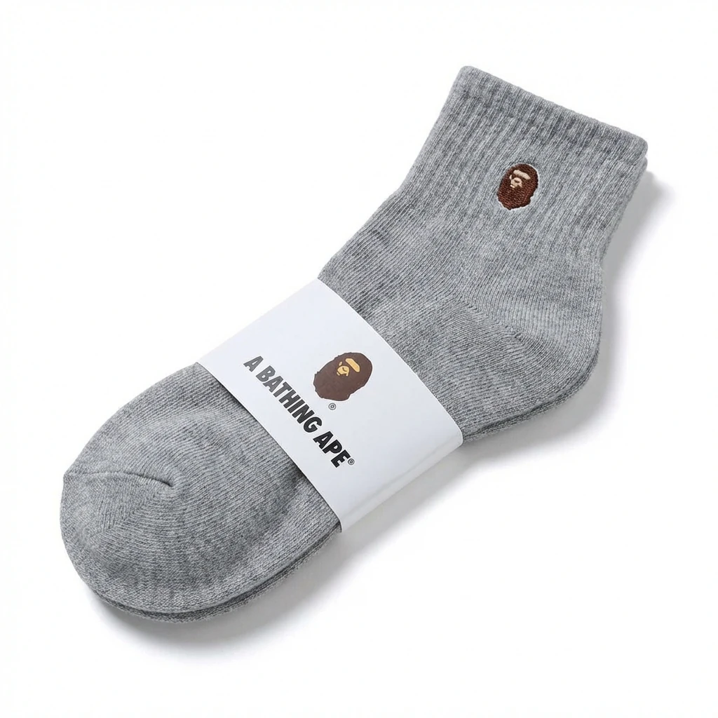 Bape Ape Head Trendy Brand Gray Socks