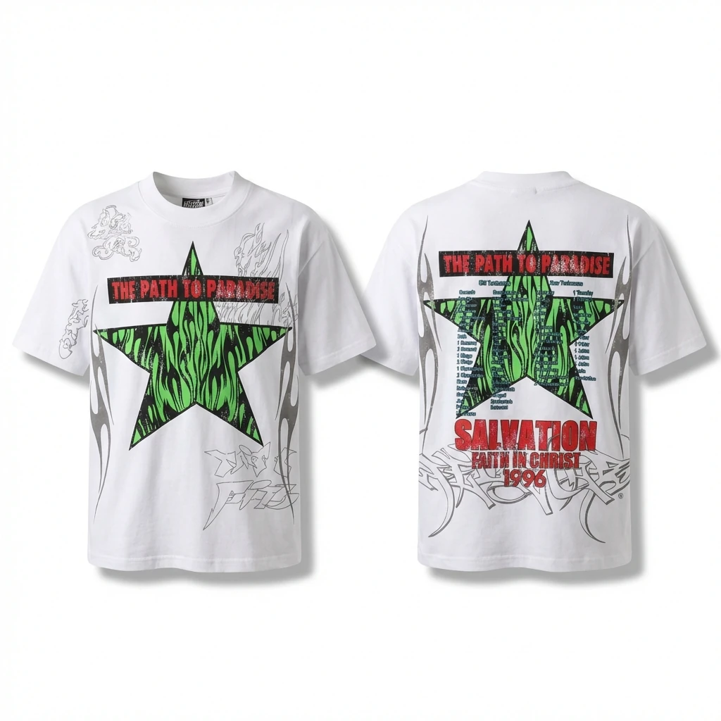 Hellstar Green Star Trendy White T-shirt