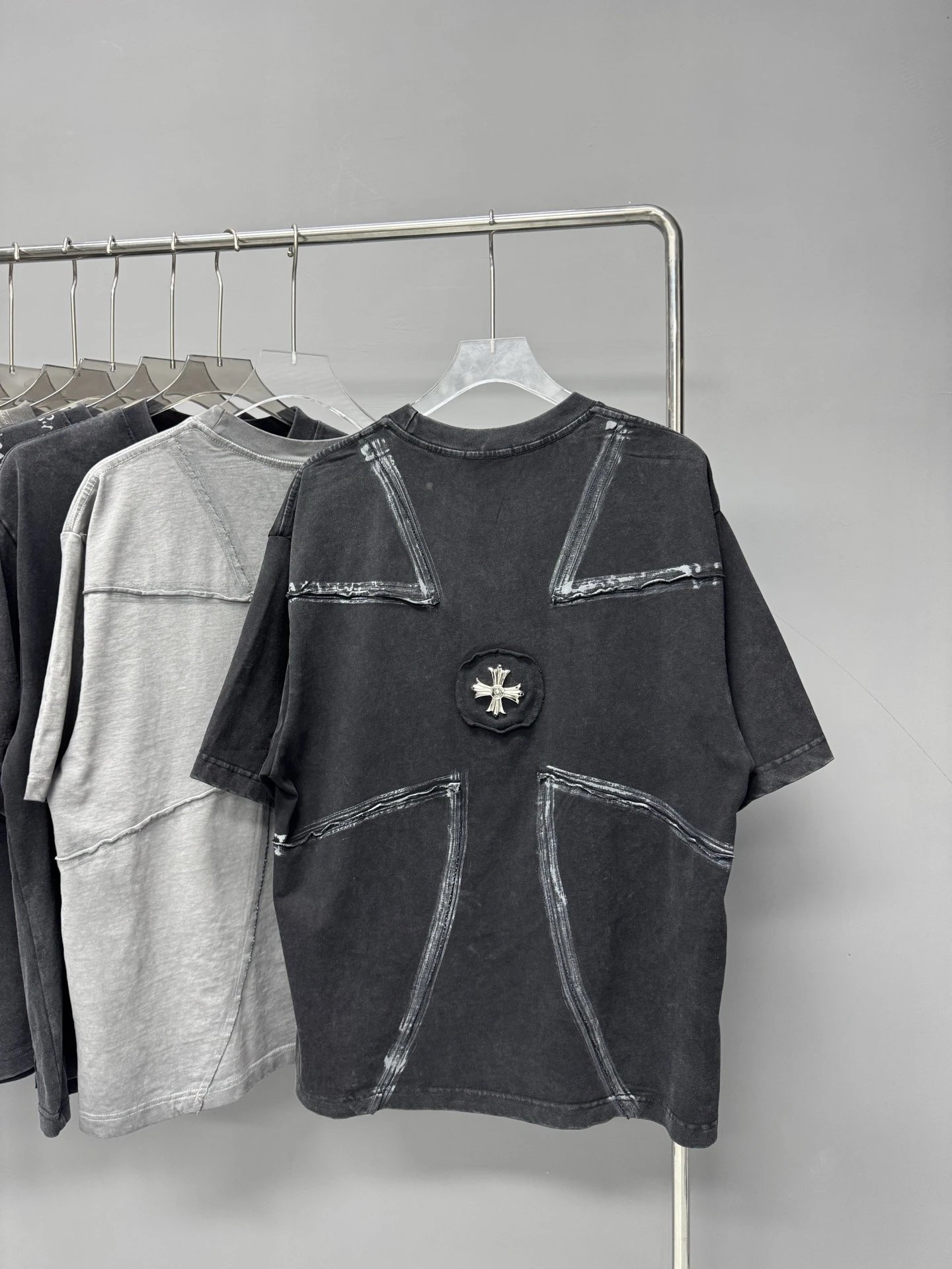 Chrome Hearts Cross Vintage Distressed Black Short-sleeve T-shirt