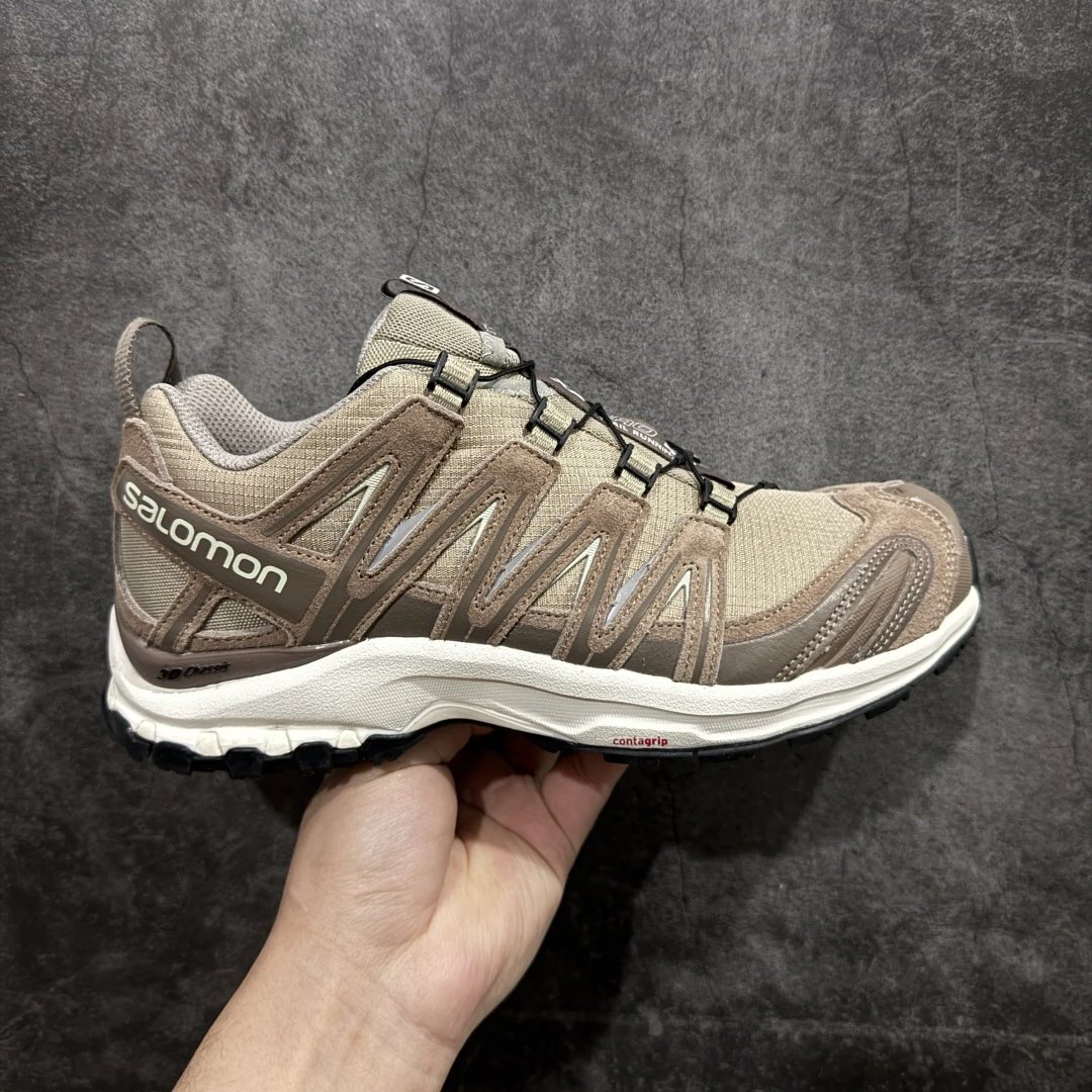 Salomon Trail Sneakers, Tan and Quick-Lace Style Cords