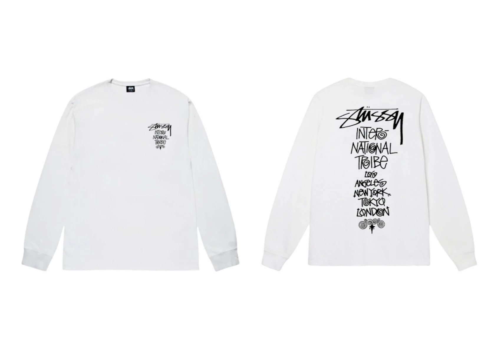 Stussy retro-style white long-sleeved shirt