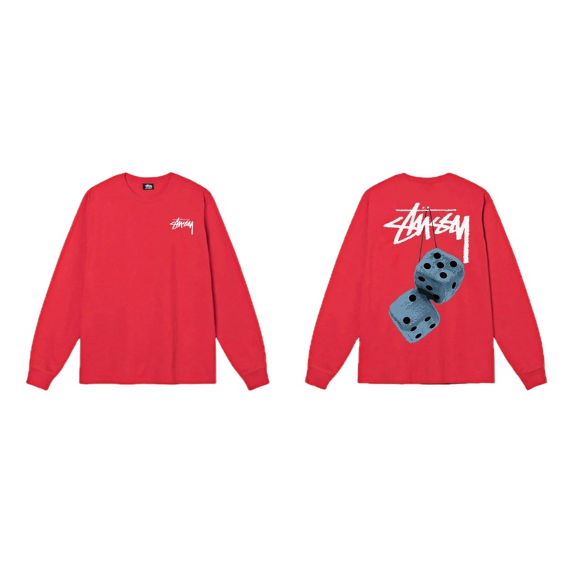 Stussy dice pattern red long-sleeved shirt