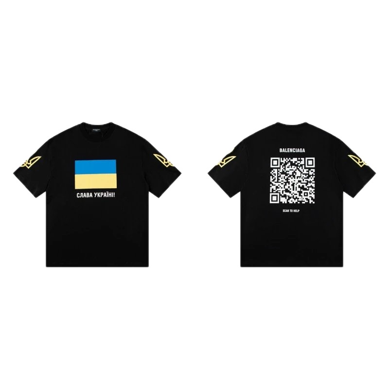 Balenciaga Charity Print Trendy Style Black Short-sleeve T-Shirt