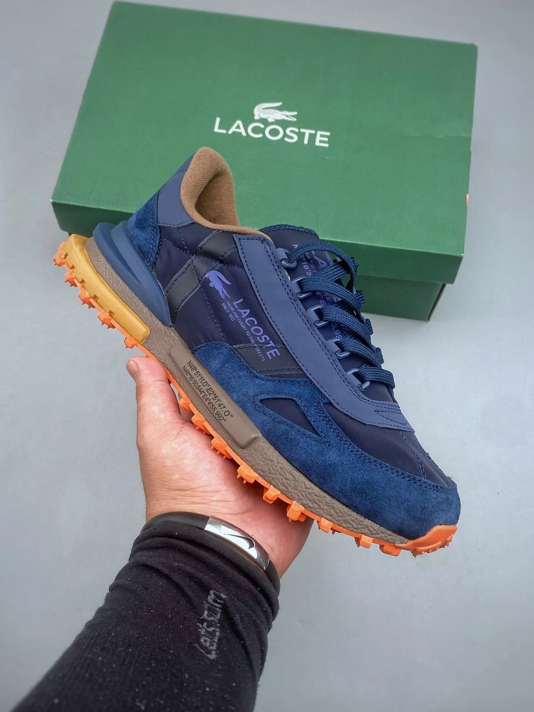 Lacoste Navy Blue Trail Runners with Crocodile Side Logo