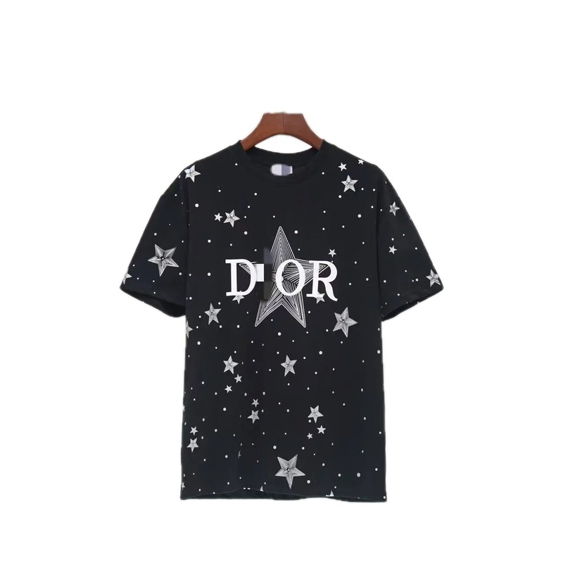 Dior Trendy Cool All-over Star Print Black T-Shirt