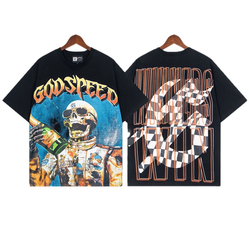 Godspeed Skull Print Street Style Black T-Shirt