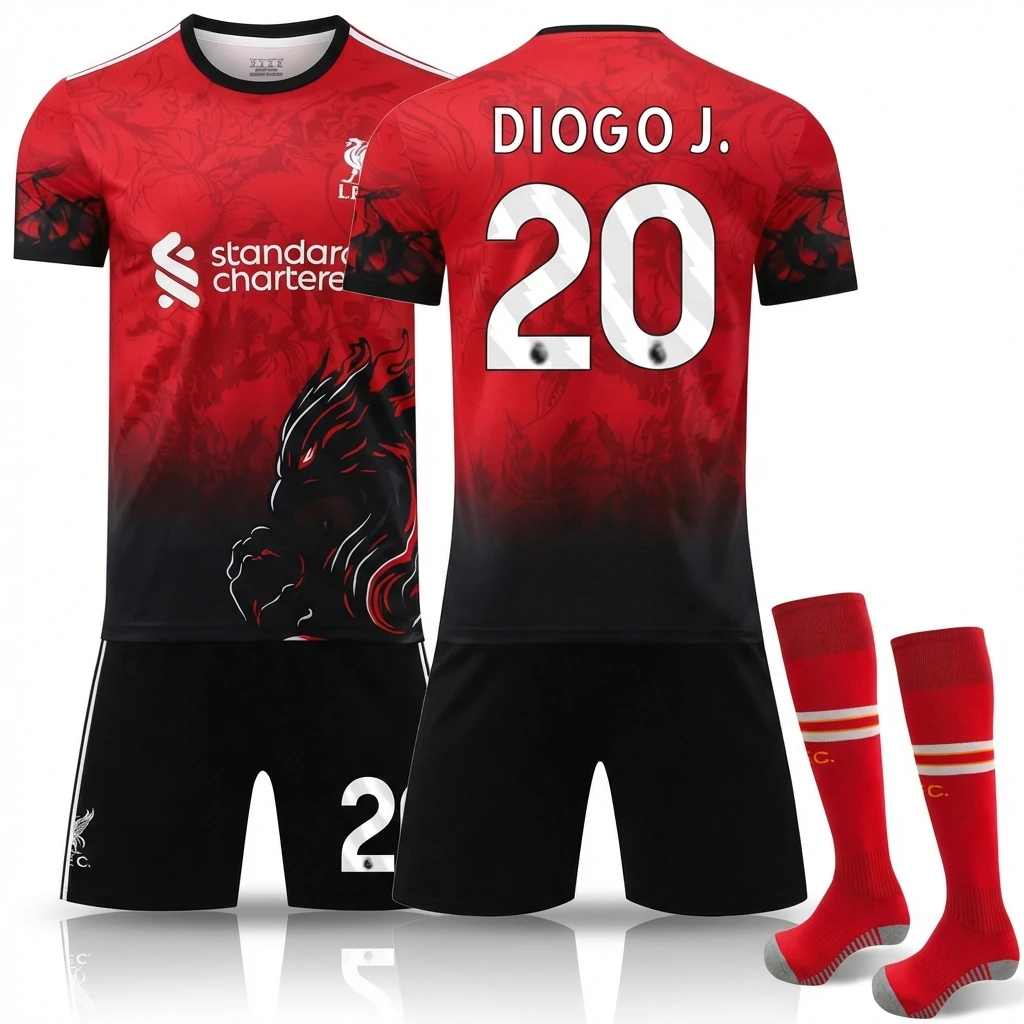 Liverpool retro-style red and black jersey