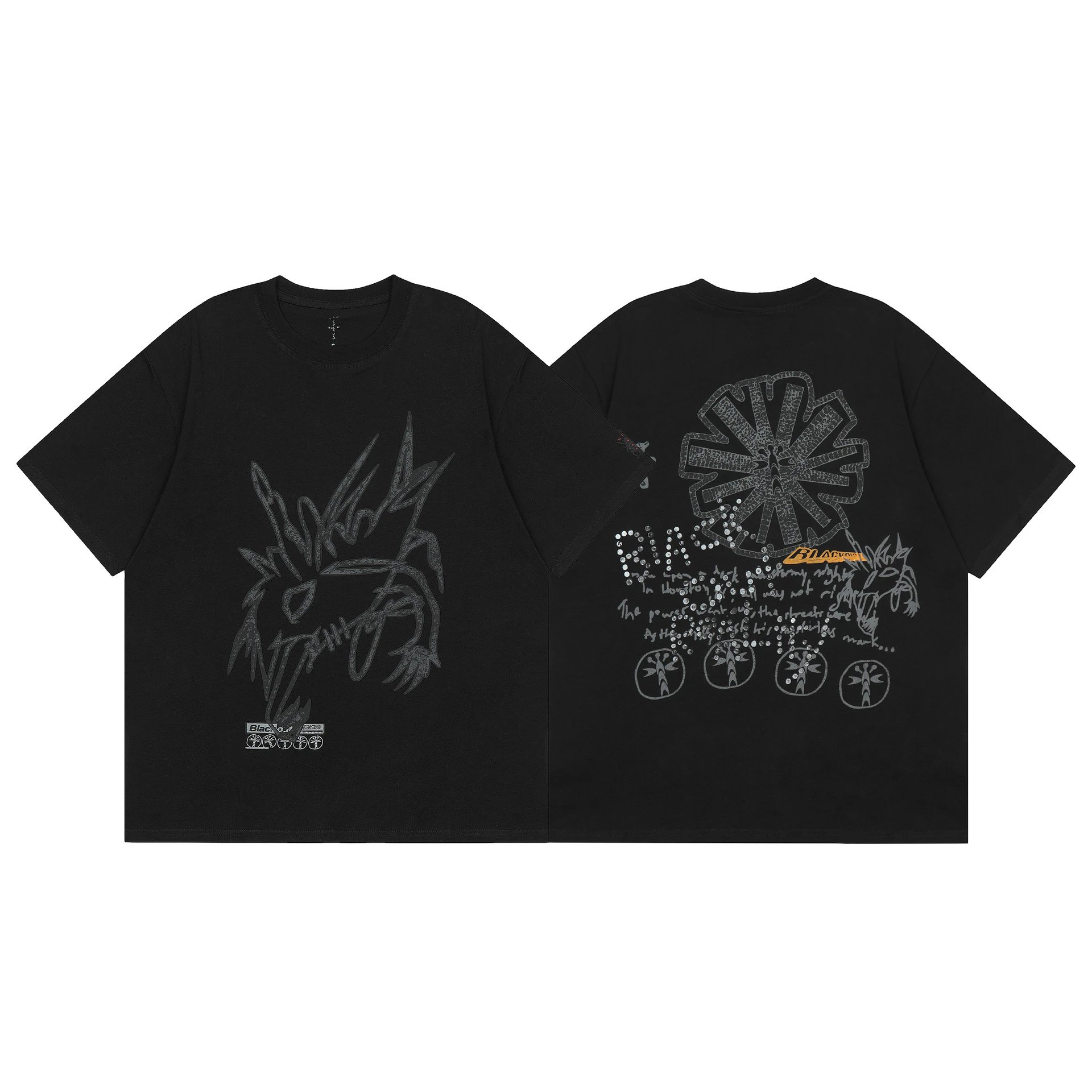 Travis Scott Urban Graphic T-shirt Brown Travis Scott with Statement Pattern