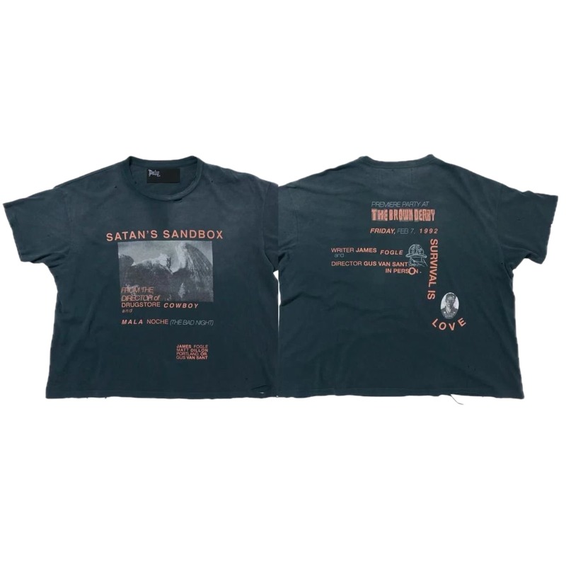 Paly Hollywood Vintage Distressed Carbon Black Short Sleeve T-Shirt