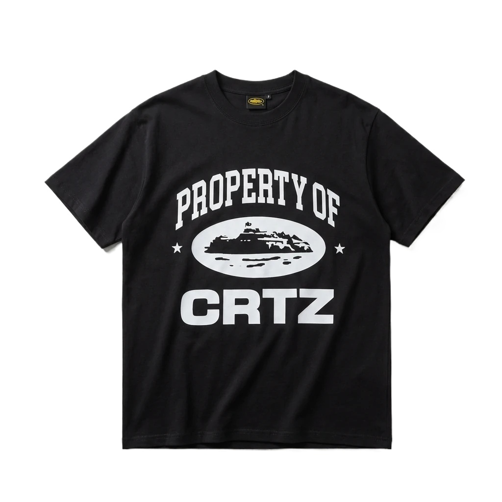 Corteiz black and white minimalist style T-shirt