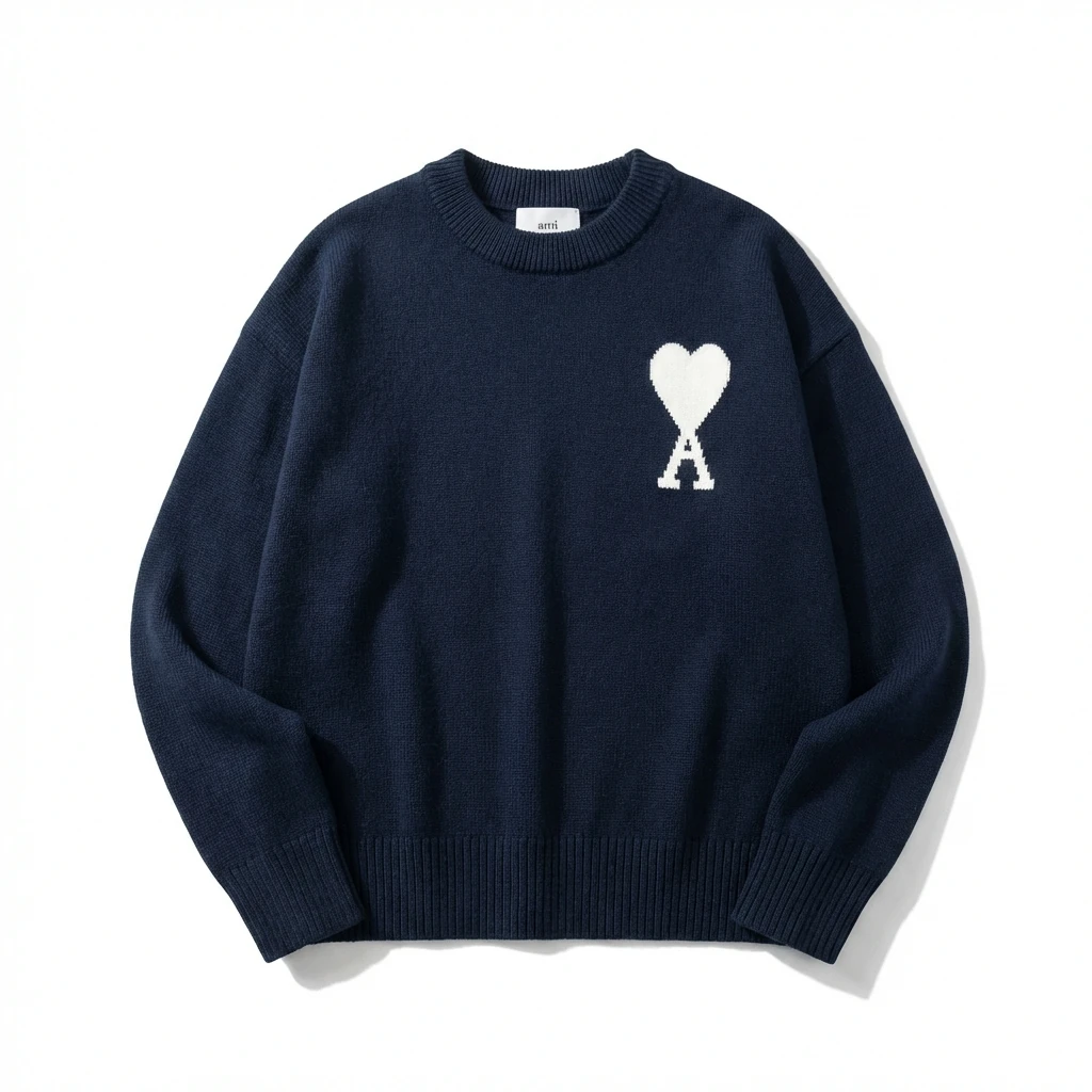 AMIRI Simple Love Style Dark Blue Sweater