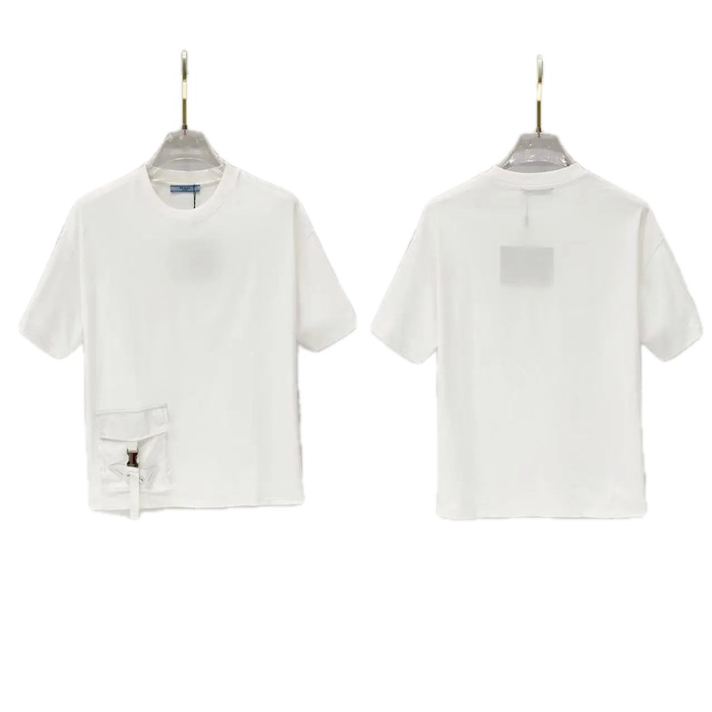 Prada Triangle Logo Minimalist Style White Short-sleeve T-shirt