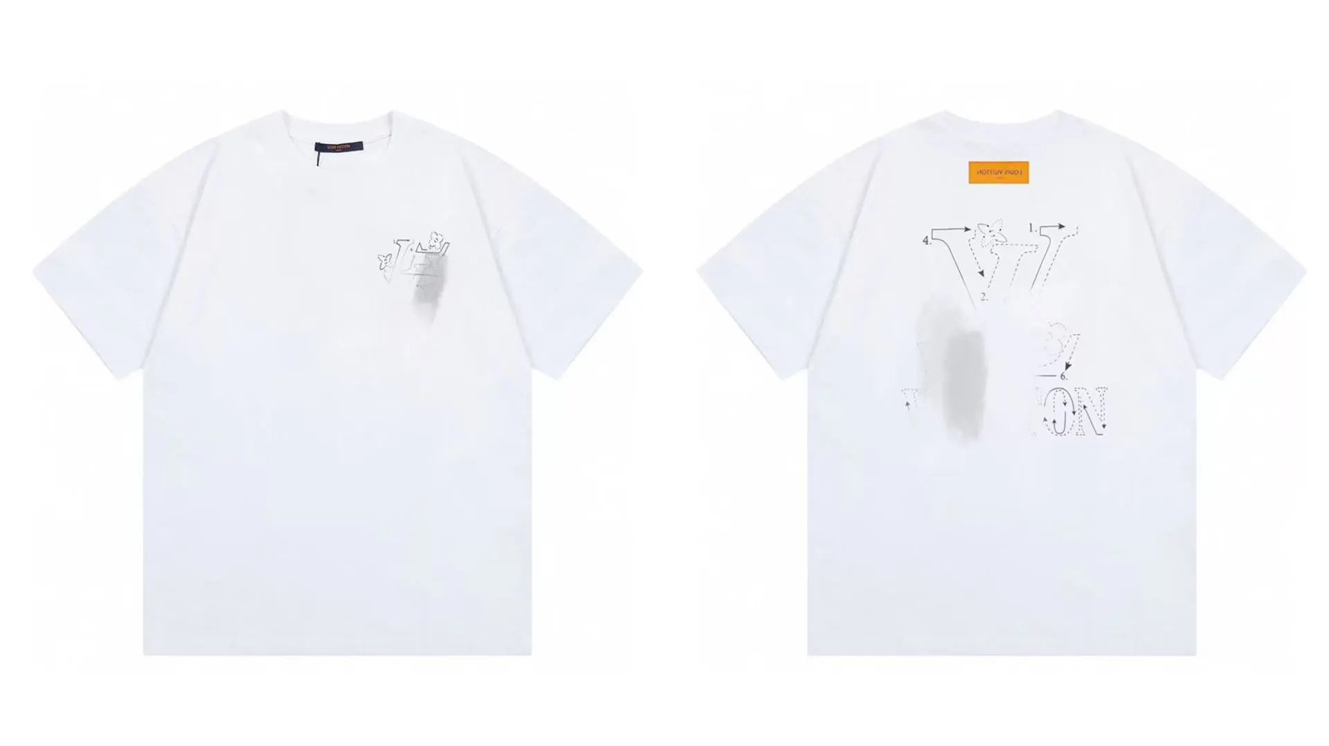 Louis Vuitton Trendy Line-drawing Style White Short-sleeve T-shirt