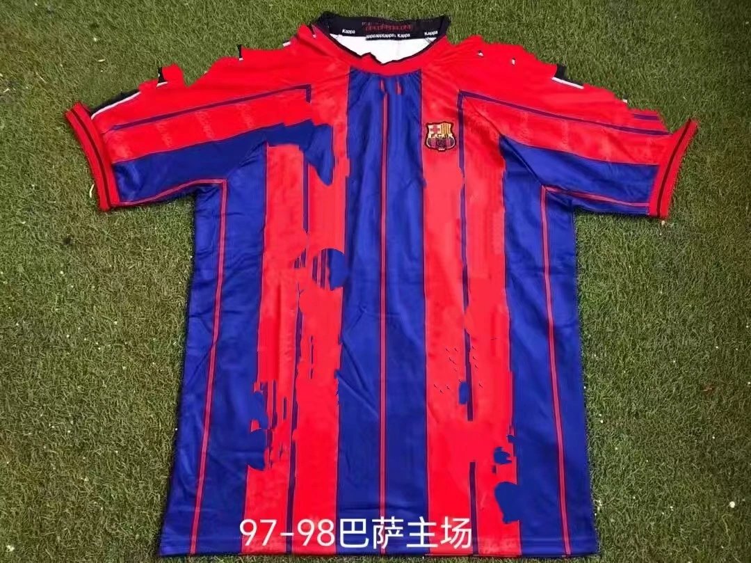 Barcelona Monogram Retro soccer jersey Blue Red Barcelona for Casual Outfits