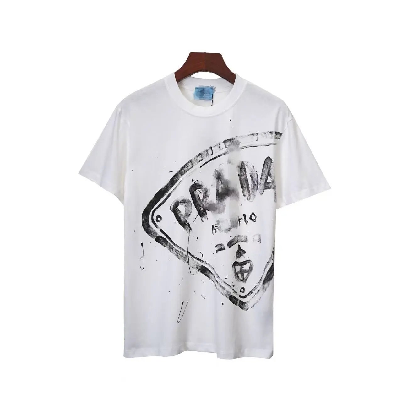 Prada Graffiti Print Street Style White T-Shirt
