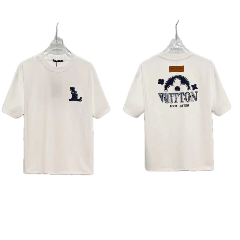 Louis Vuitton Embroidered Vintage-style White Short-sleeve T-shirt