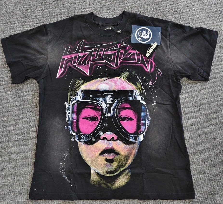 Hellstar Portrait Print Street Style Black T-Shirt