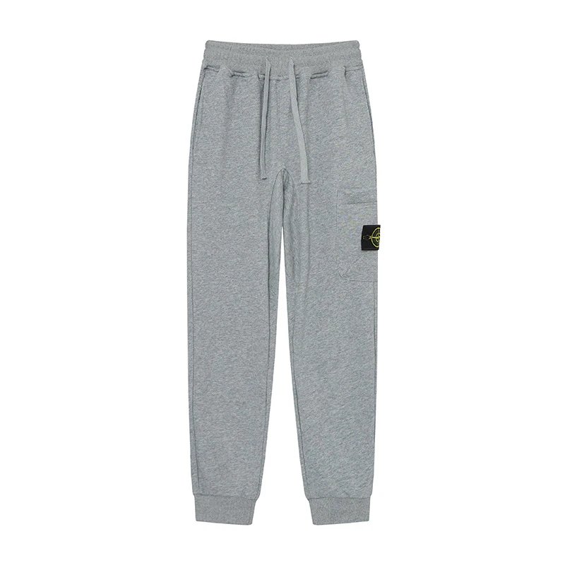 Stone Island Compass Logo Casual Light Grey Cuffed Sweatpants