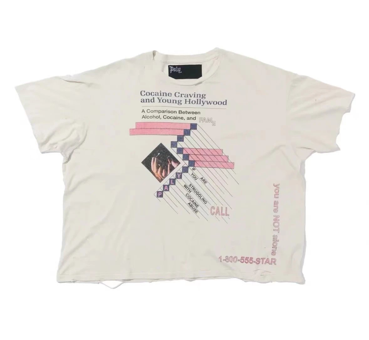 Paly Hollywood Printed Vintage Off-white Short Sleeve T-shirt