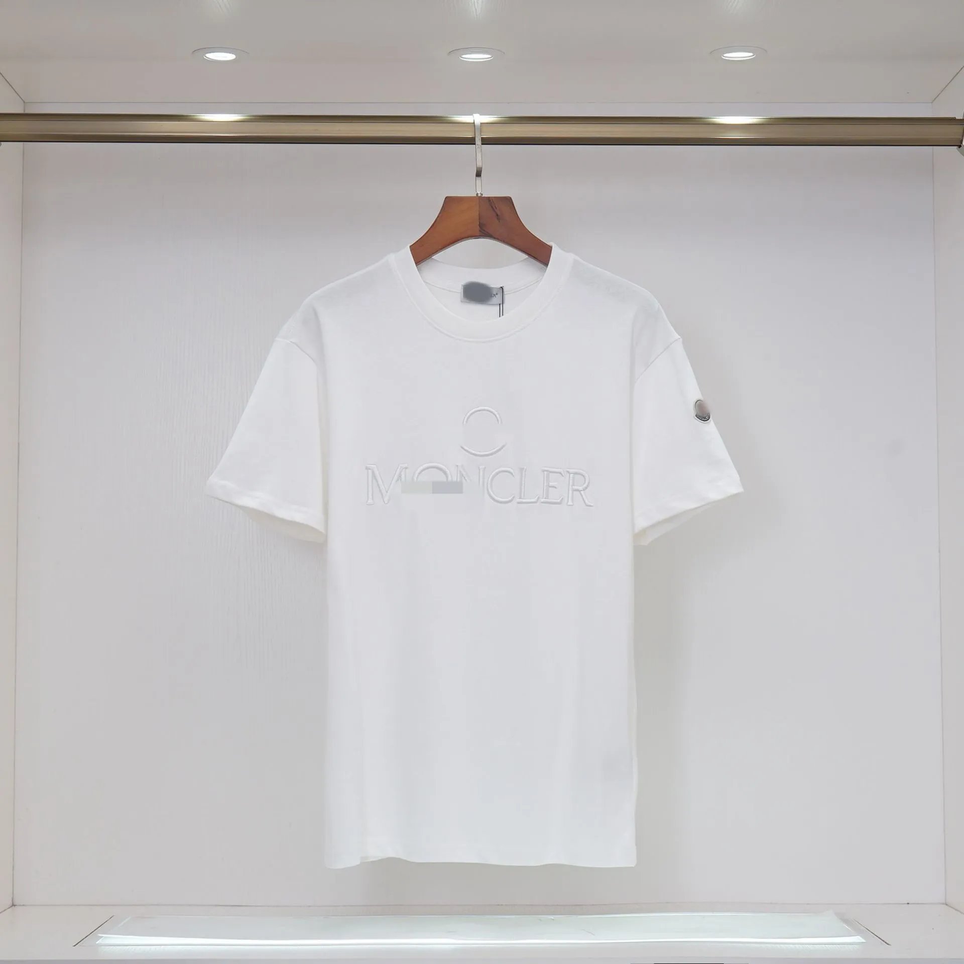 Moncler Embossed Casual Style White Short-sleeve T-shirt