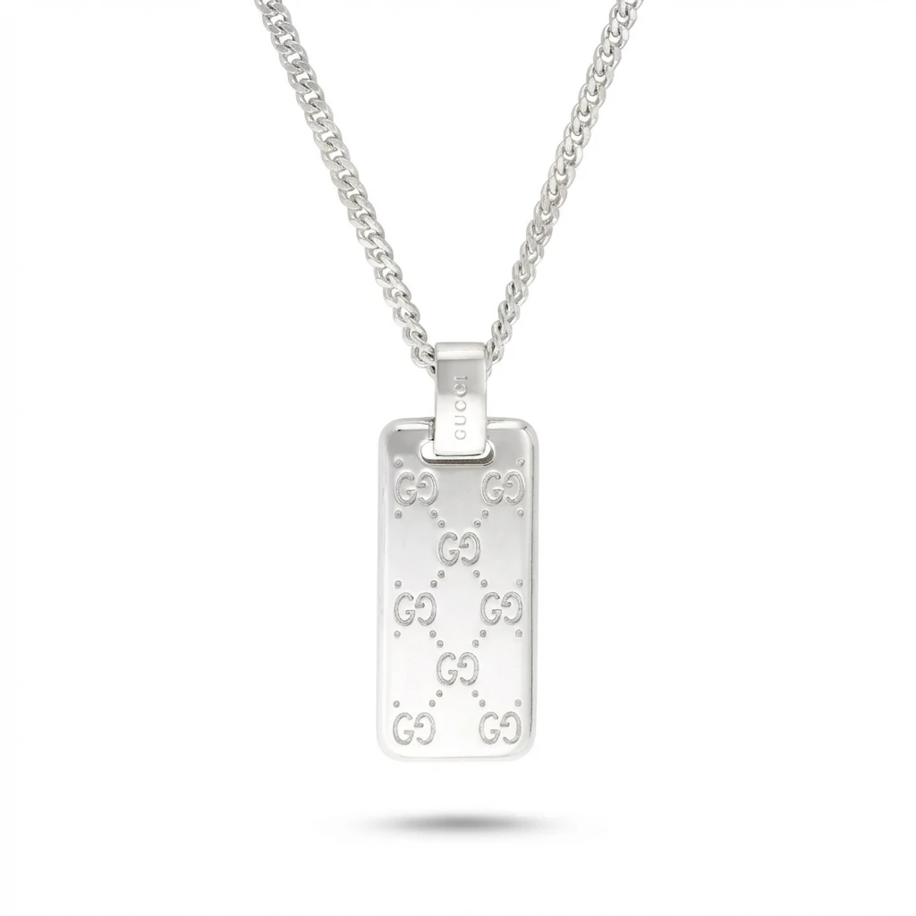 Gucci Double G Print Silver Necklace