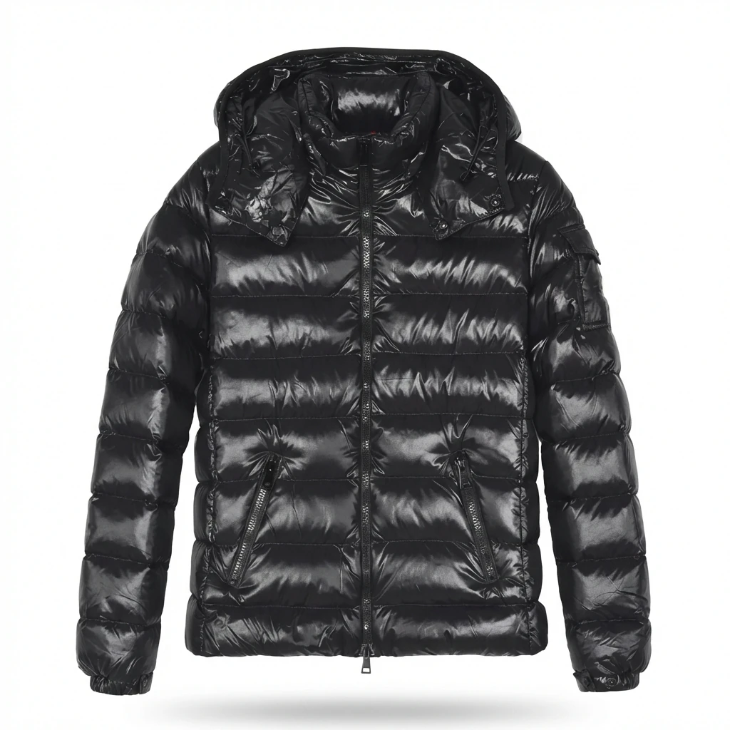 Moncler black shiny down jacket