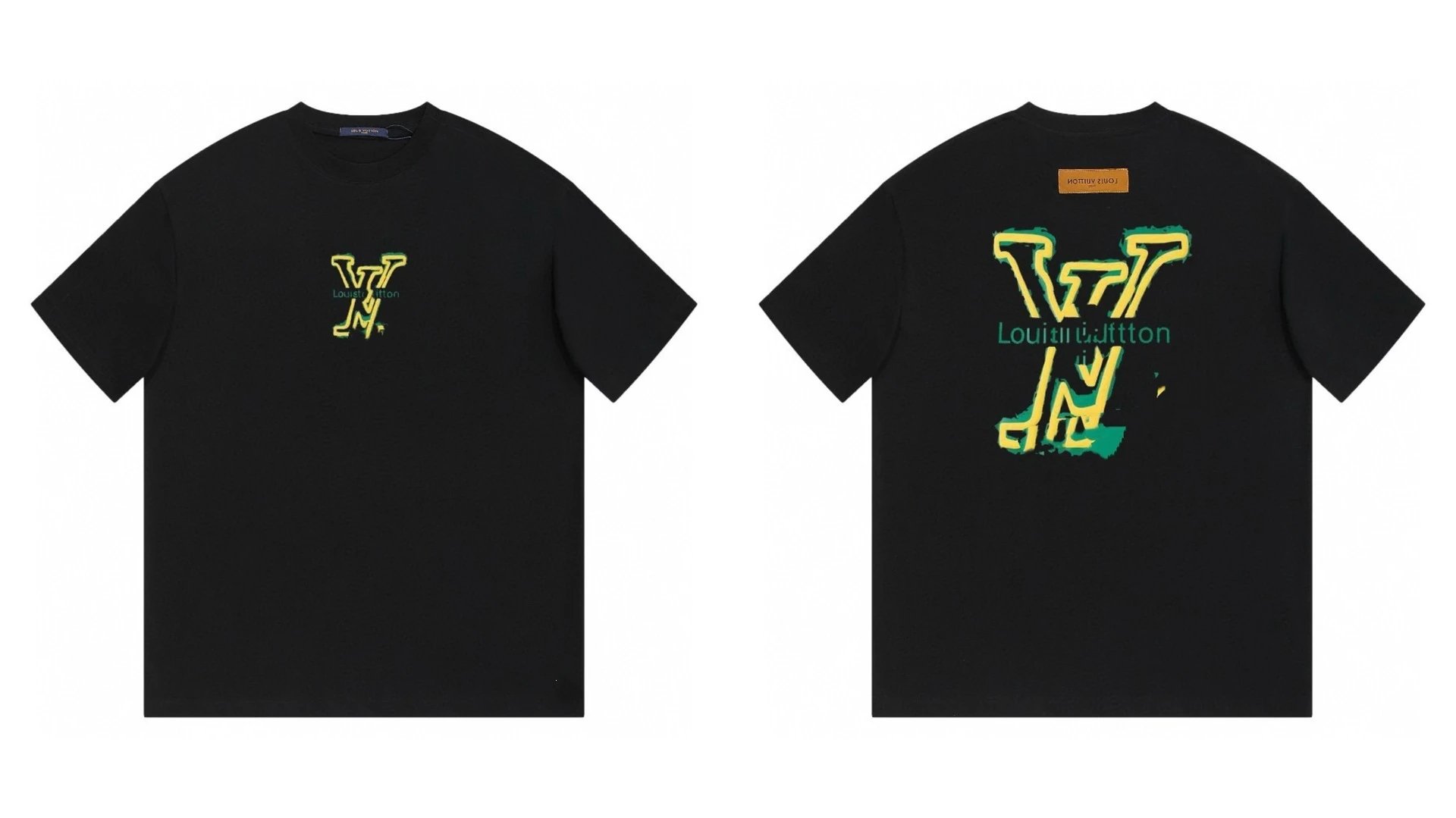 Louis Vuitton Graffiti Street Style Black Short Sleeve T-Shirt