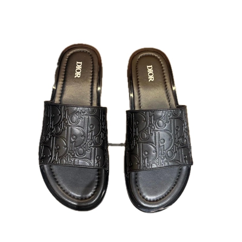 Dior Classic Monogram Light Luxury Style Black Slides
