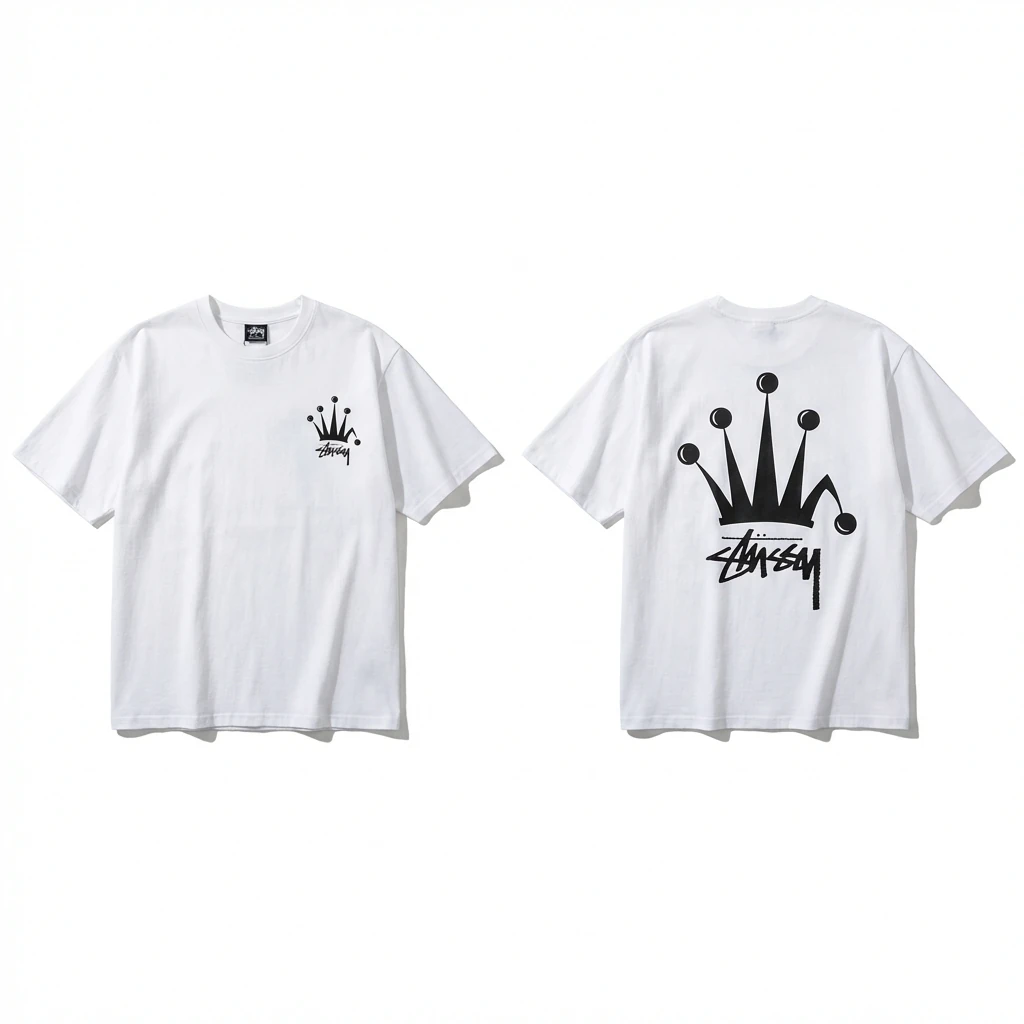 Stussy Crown Trendy Brand White T-shirt