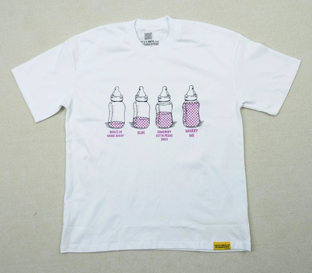 AwfulLot Bottle Print Street Style White T-Shirt