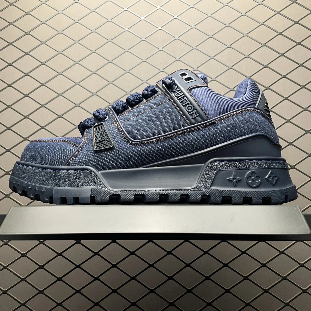 Louis Vuitton Panelled Trainers, Polished Low Profile in Denim Blue
