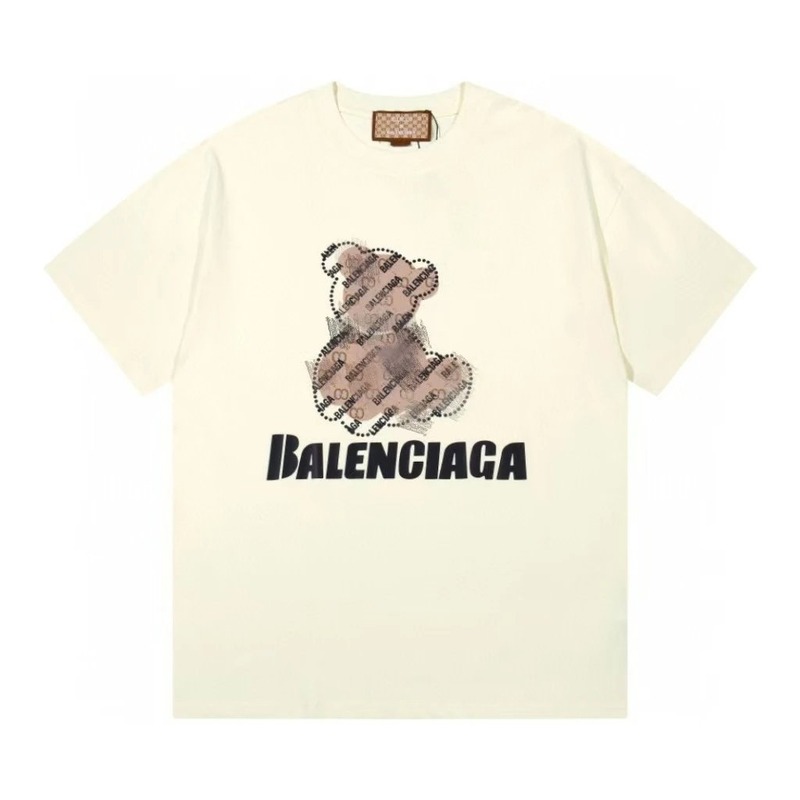 Balenciaga Trendy Off-white T-shirt with Bear Print