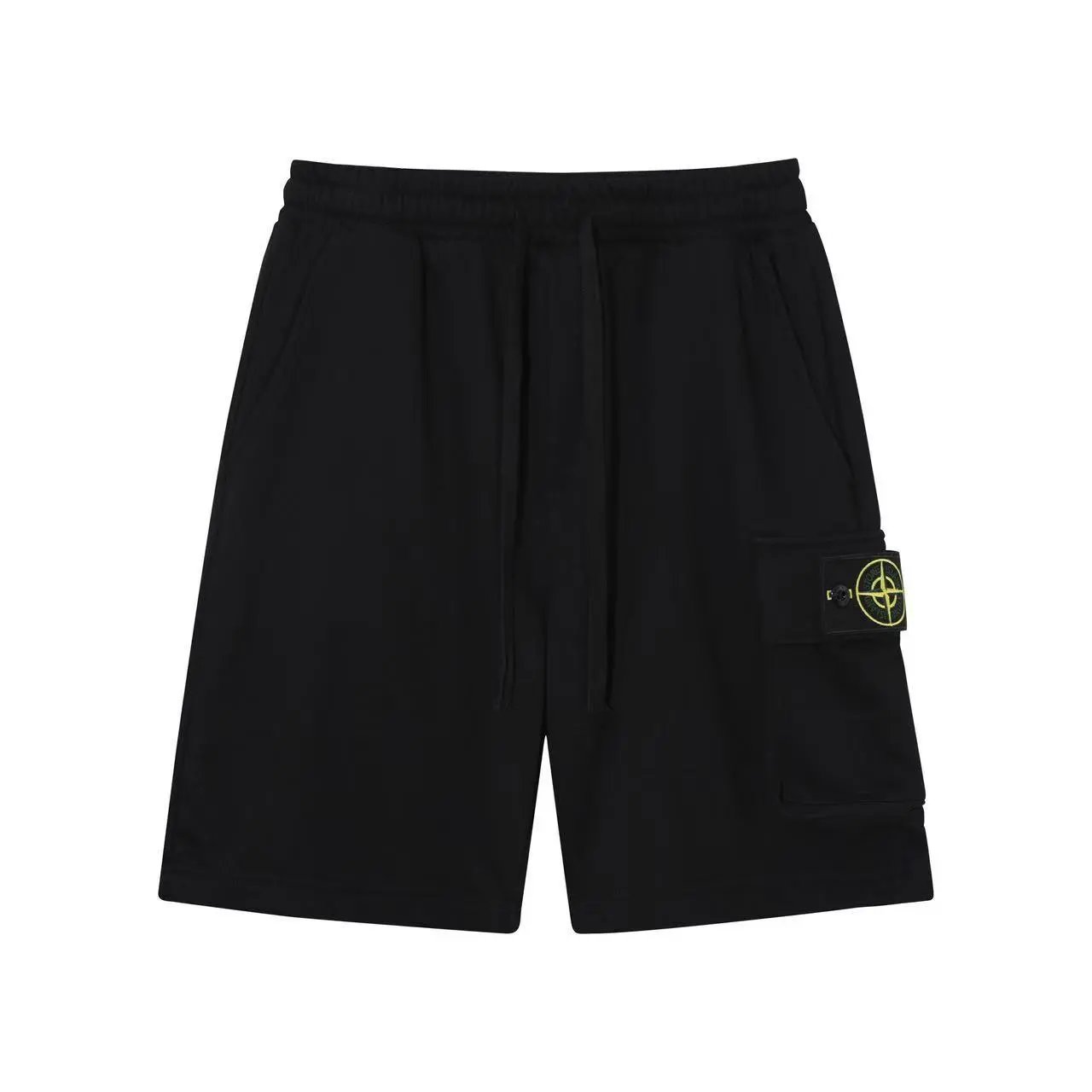 Stone Island Compass Logo Workwear Style Black Shorts
