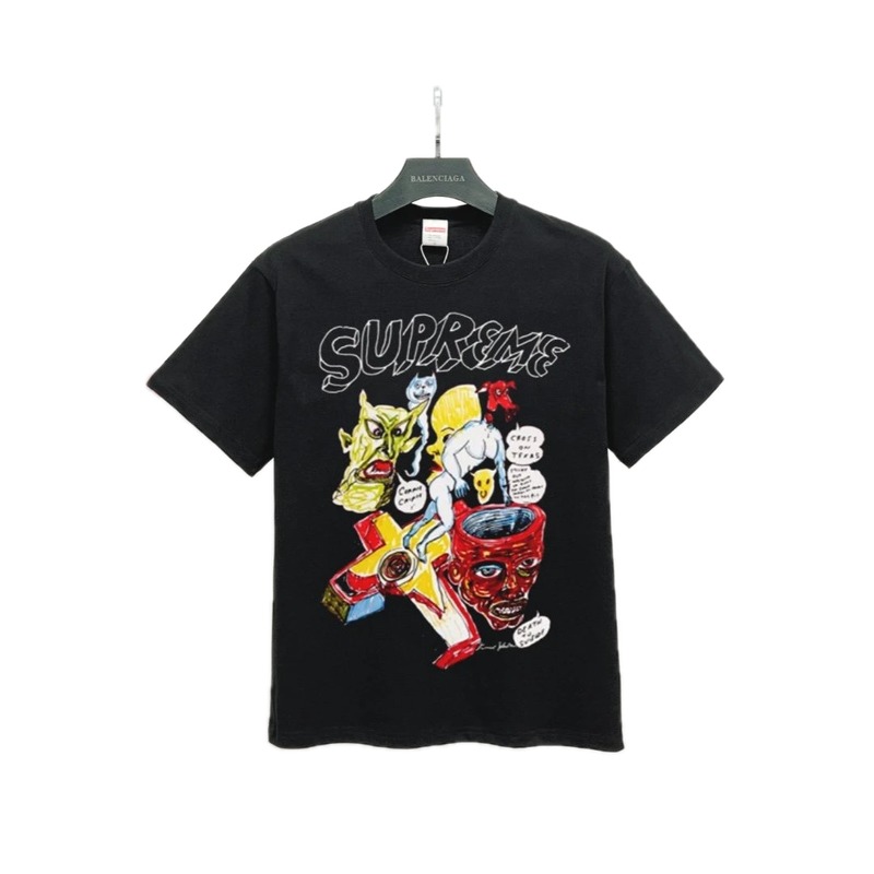Supreme x Graffiti Collab Street Style Black T-Shirt