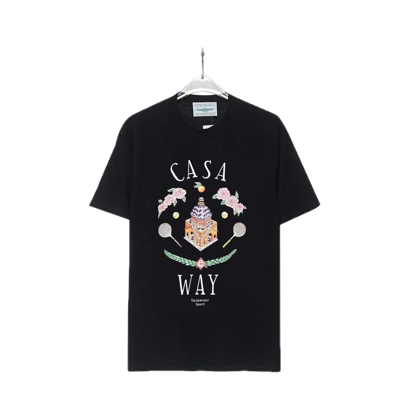 Casablanca Print Retro Style Black T-shirt