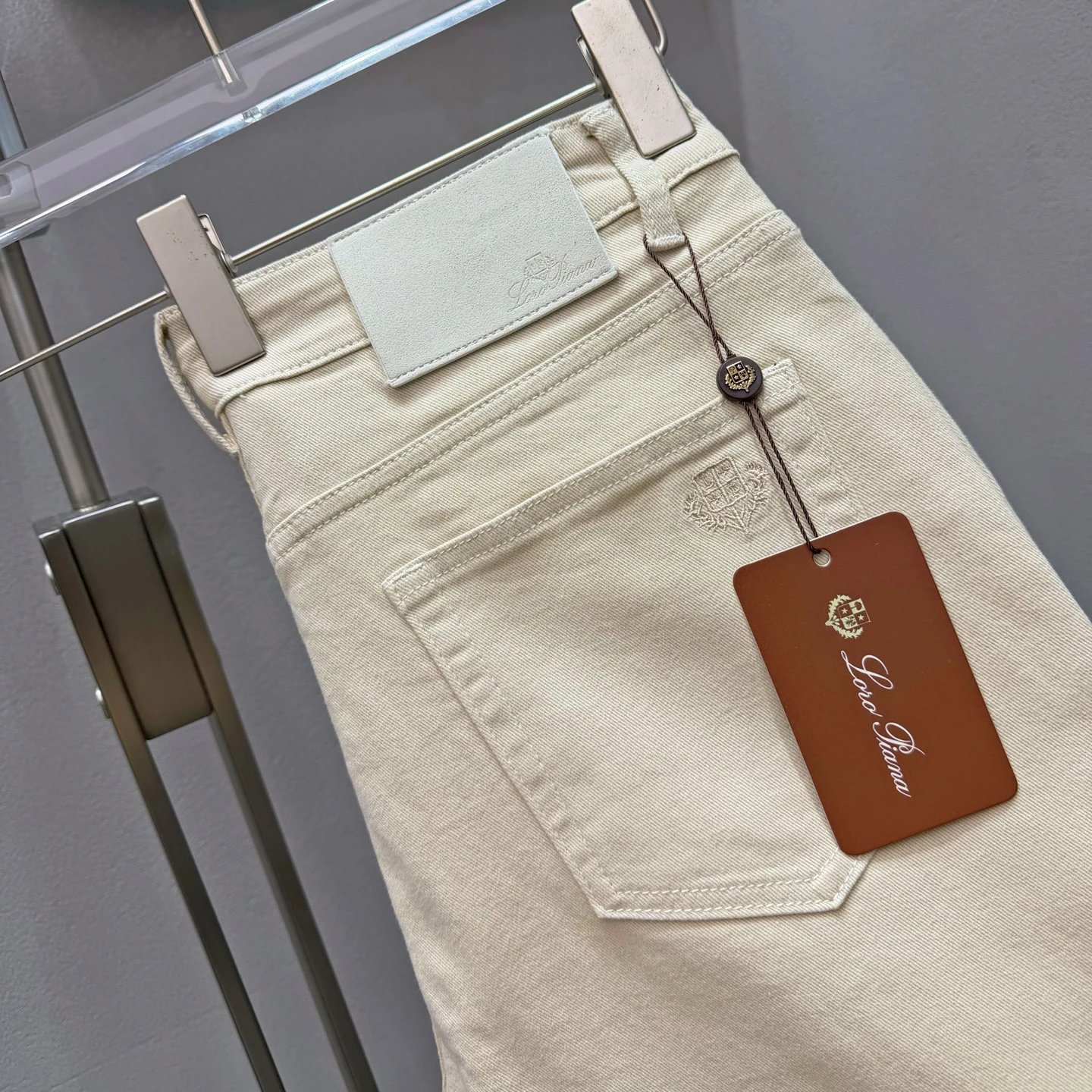 Loro Piana Leather Hang Tag And Refined Straight Fit Premium Casual Pants for streetwear