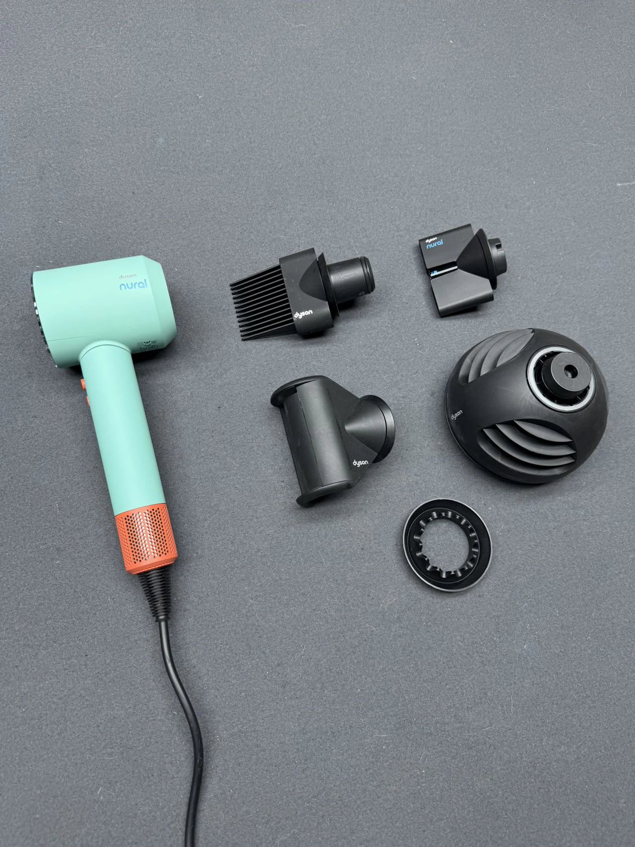 Dyson Hair Dryer with Mint Hair Dryer Set Detail