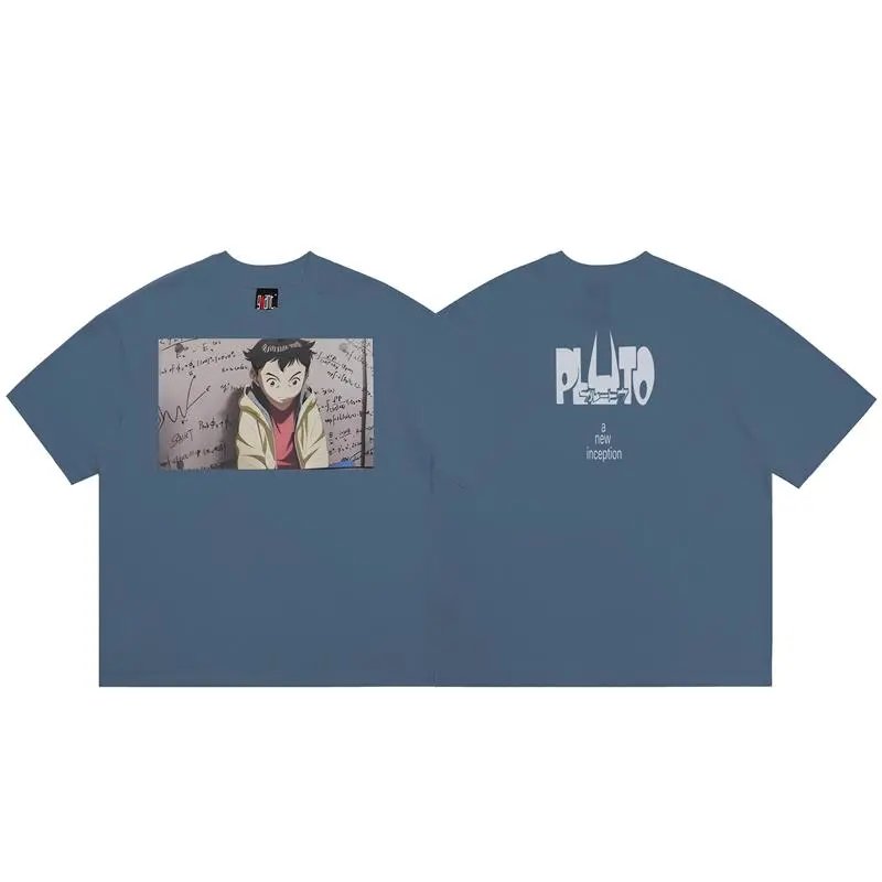 SAINT PLUTO Anime Trendy Style Blue-grey T-shirt