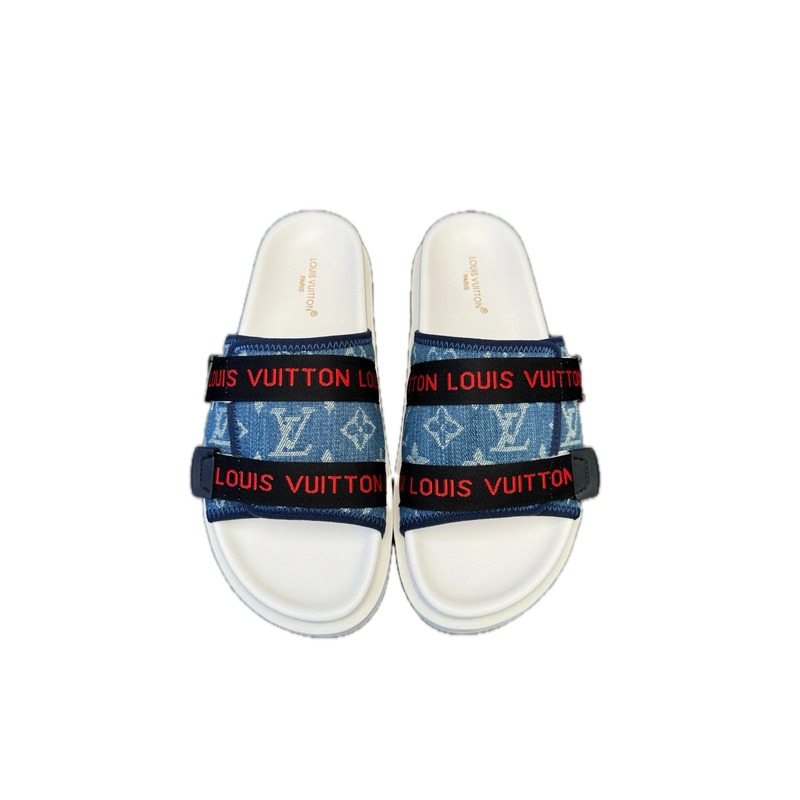 Louis Vuitton Monogram Casual Style Blue and White Slippers