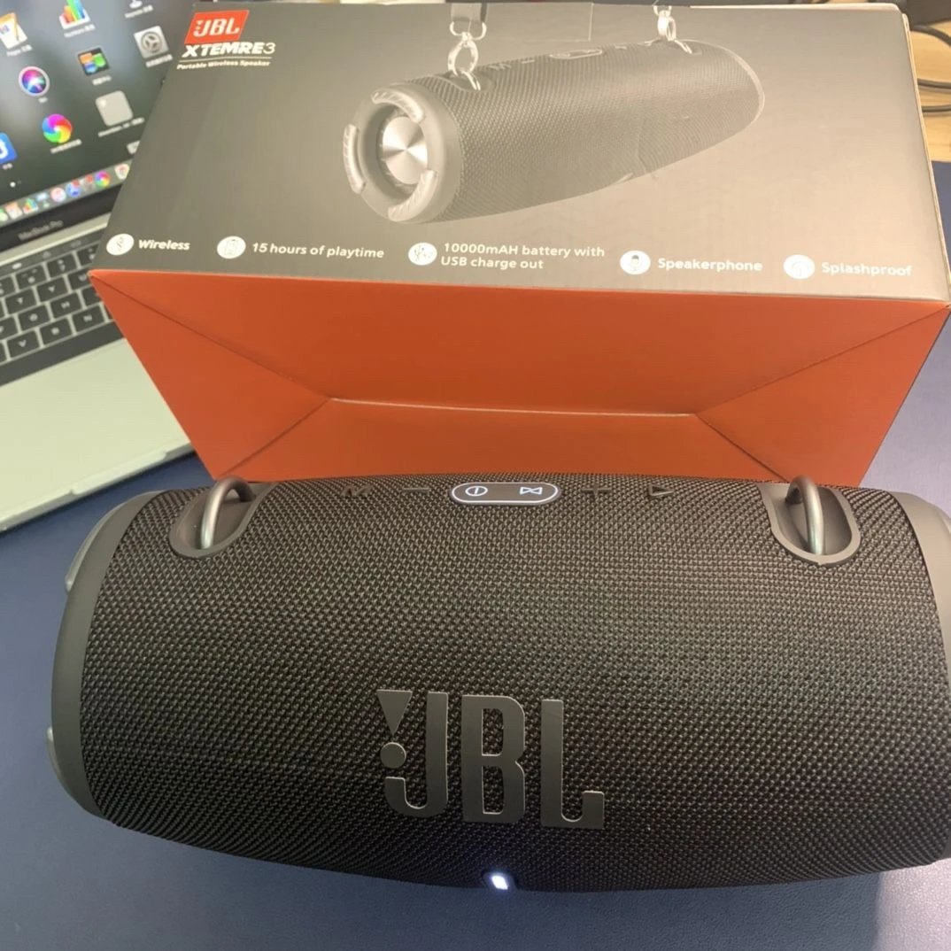 Speaker by JBL with Black Cylindrical JBL Portable Speaker
