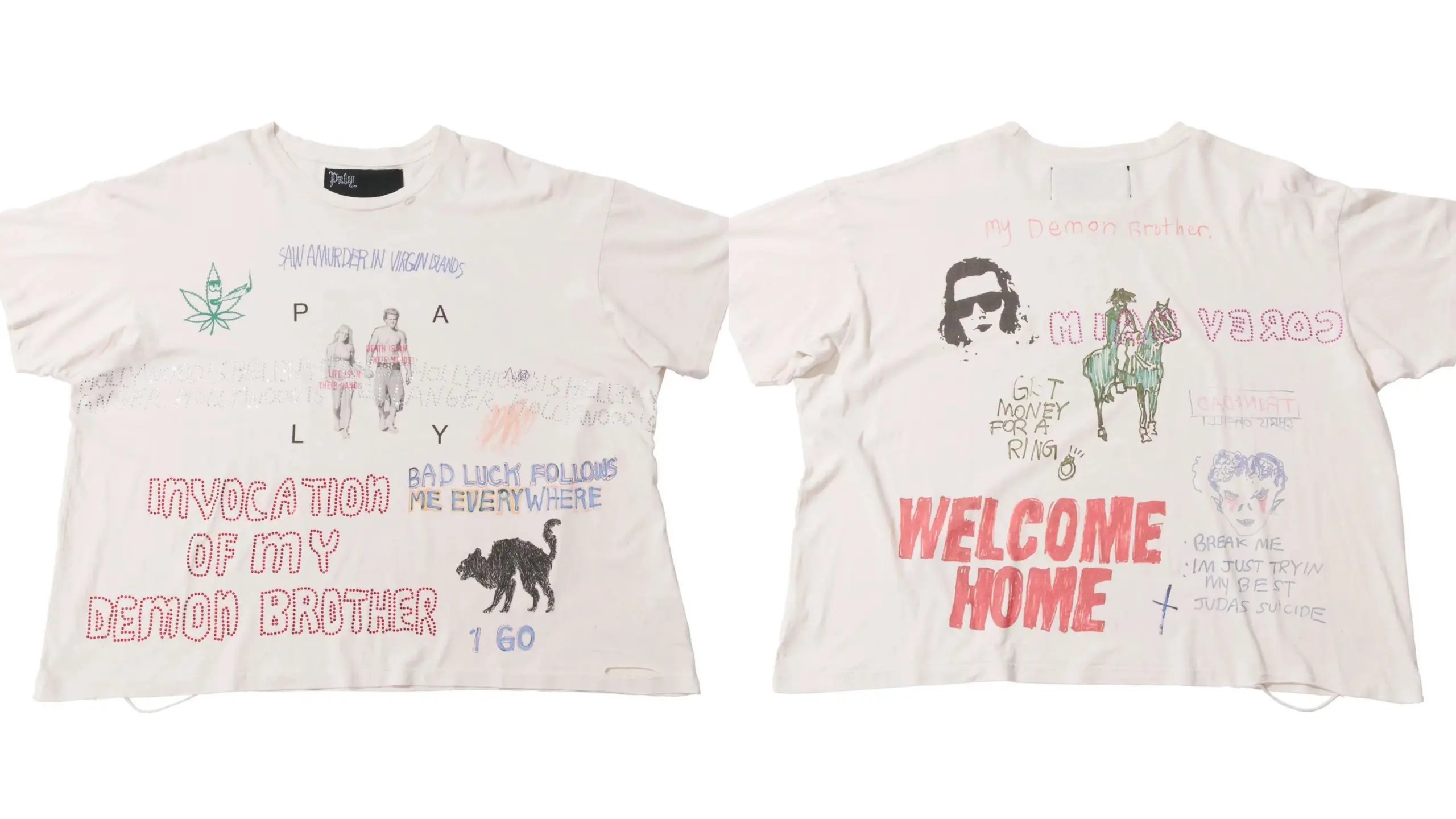 Paly Hollywood Devil Graffiti Street Style Off-white T-shirt