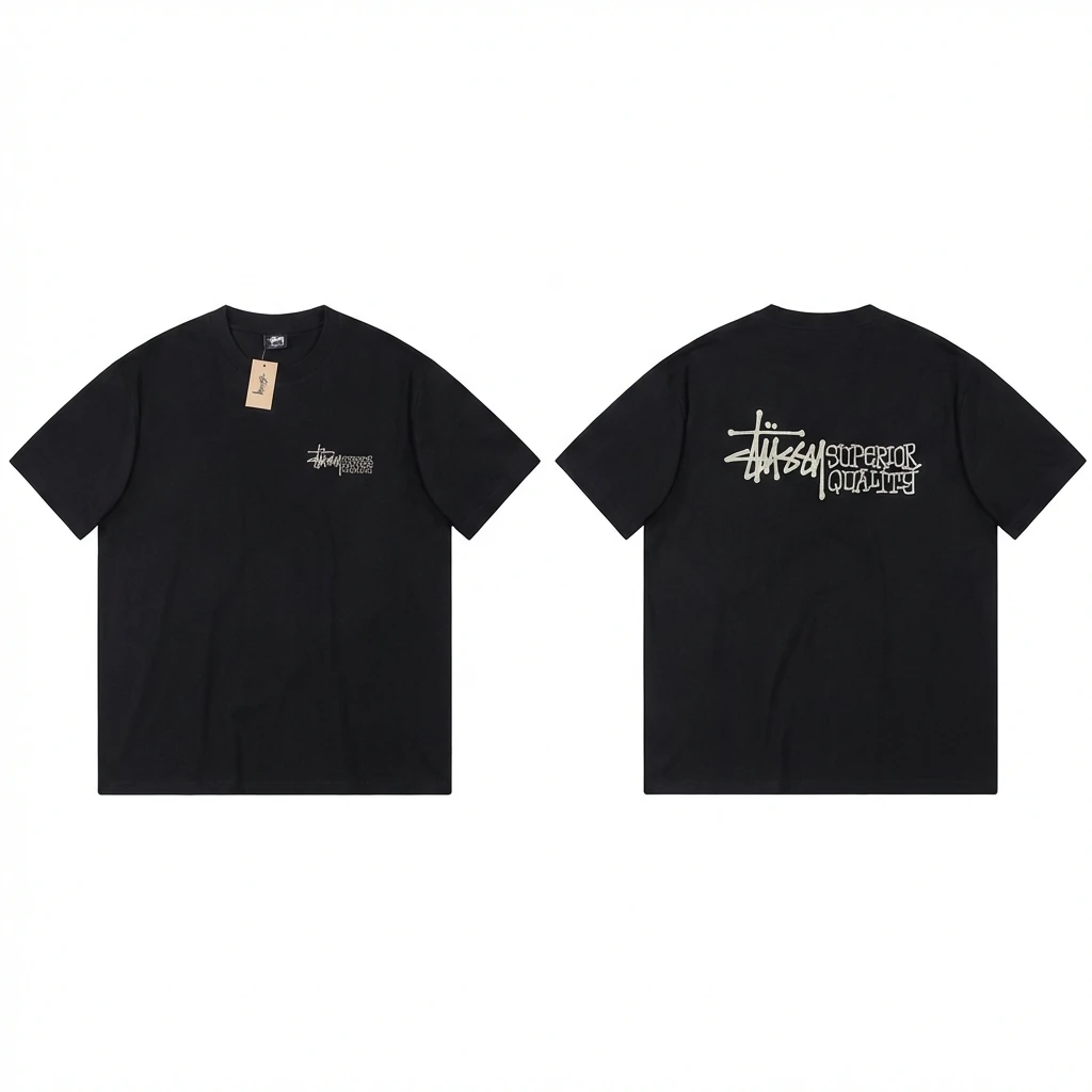 Stussy basic simple style black T-shirt