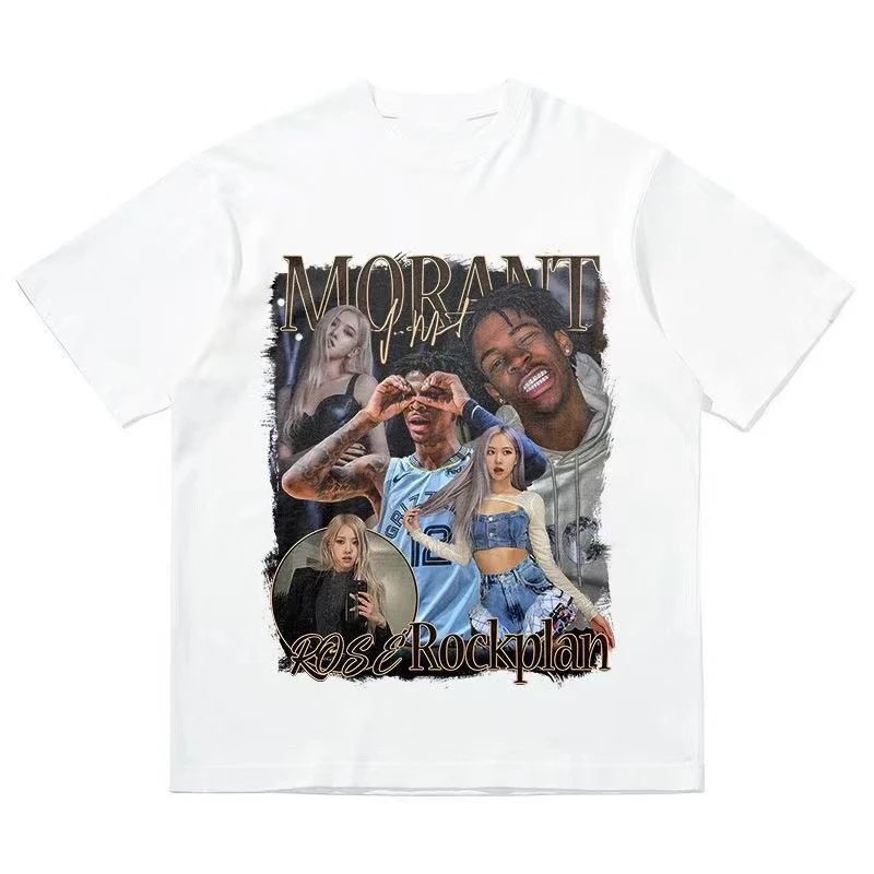 Tupac Summer Portrait graphic T-shirt Black Tupac Collage with Bold Graphic