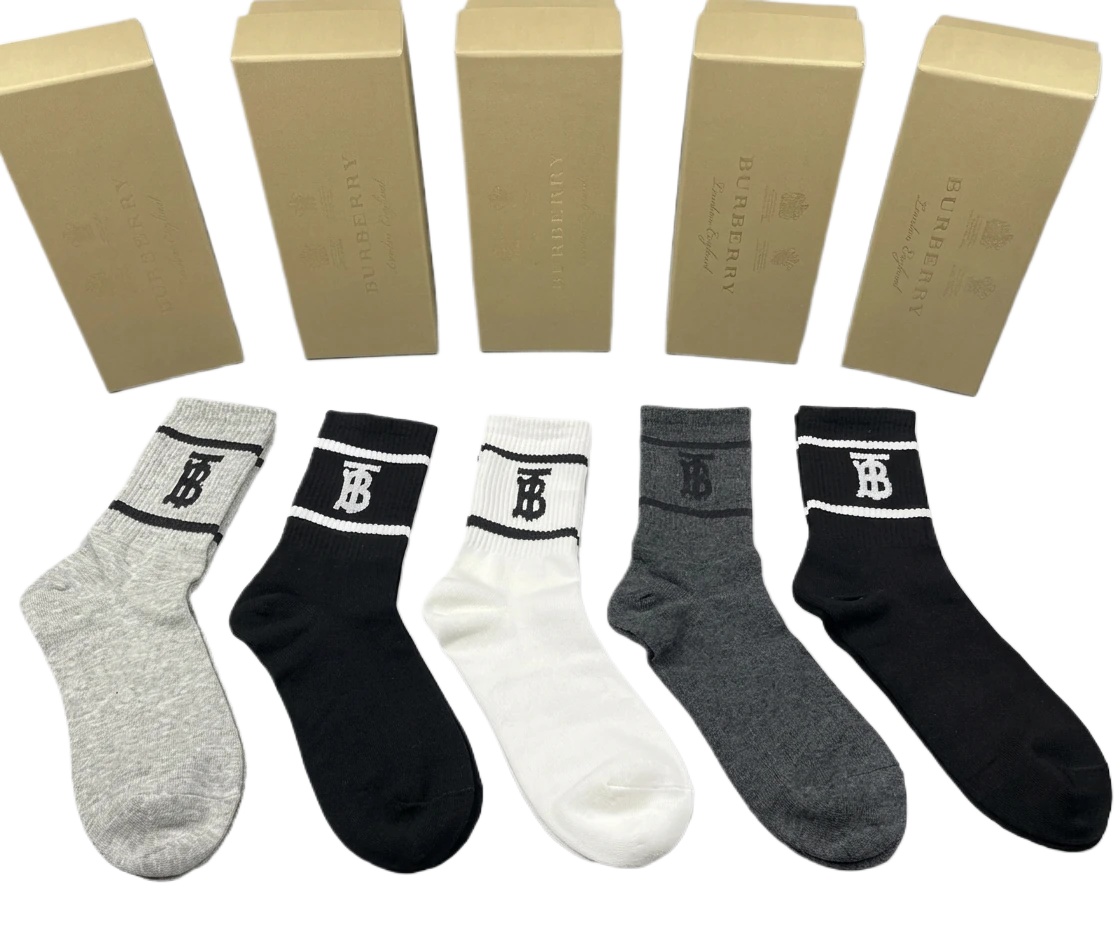 Burberry alphabet-style socks (black/white/grey)